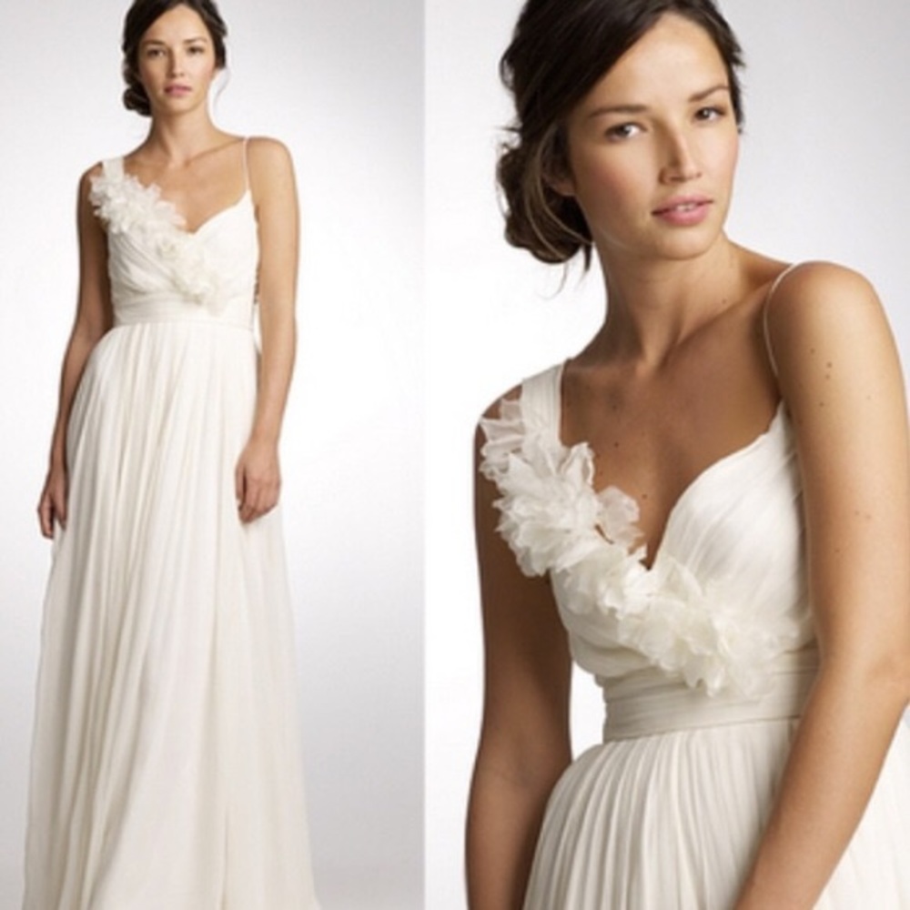 NEW J.Crew Dune Wedding Dress Collection 0 Ivory Cream Floral Beach Resort